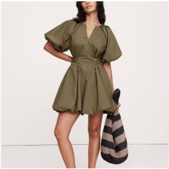 Banana Republic Dresses & Skirts - NWT Banana Republic XXL Olive Green COTTON POPLIN BUBBLE-HEM MINI DRESS